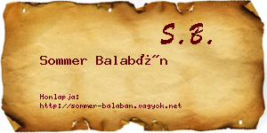 Sommer Balabán névjegykártya
